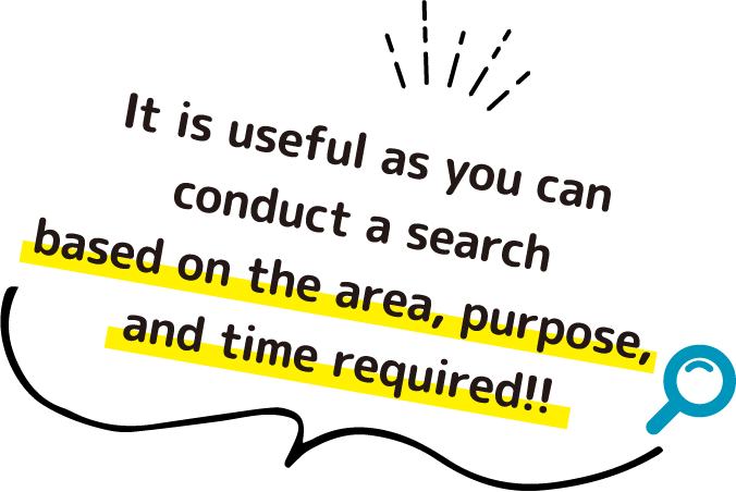 It is useful as you can conduct a search
																		based on the area, purpose, and time required!!